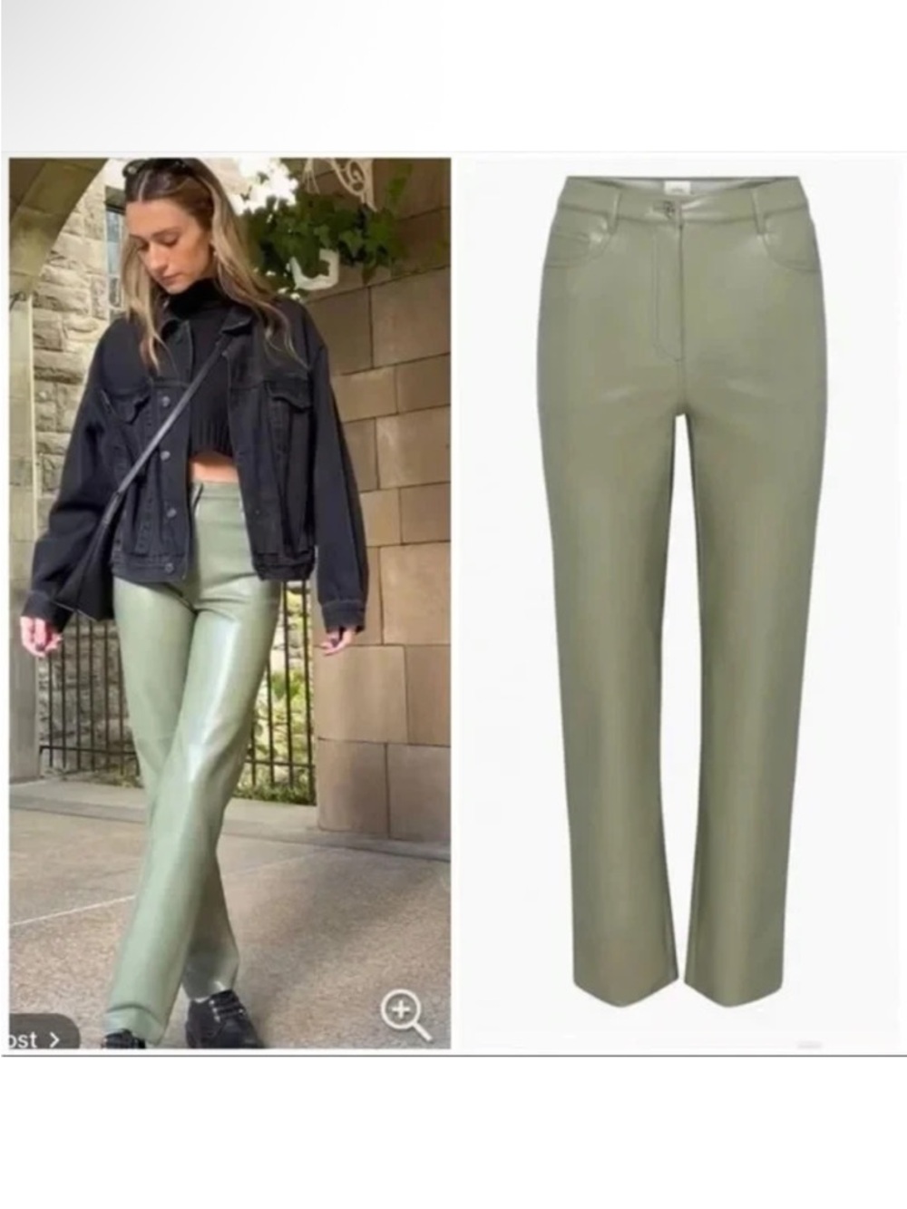 Aritzia Wilfred Vegan Leather The Melina Pant in Bitter Sage